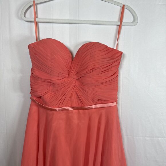 Cinderella Divine Strapless Coral Cocktail Dress Corset Back Size 12 Preowned - Picture 2 of 9